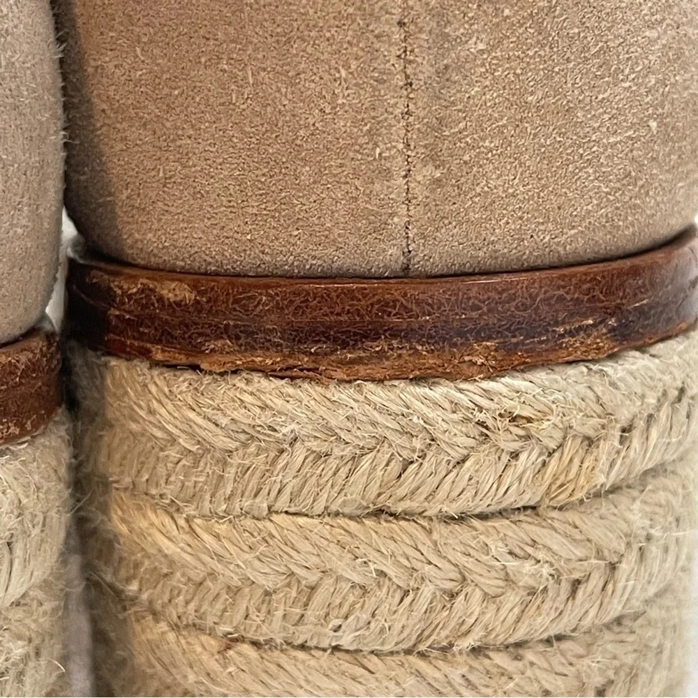 SOLUDOS Capri Suede Block Heel Espadrille Sandals beige tan ankle strap size 9